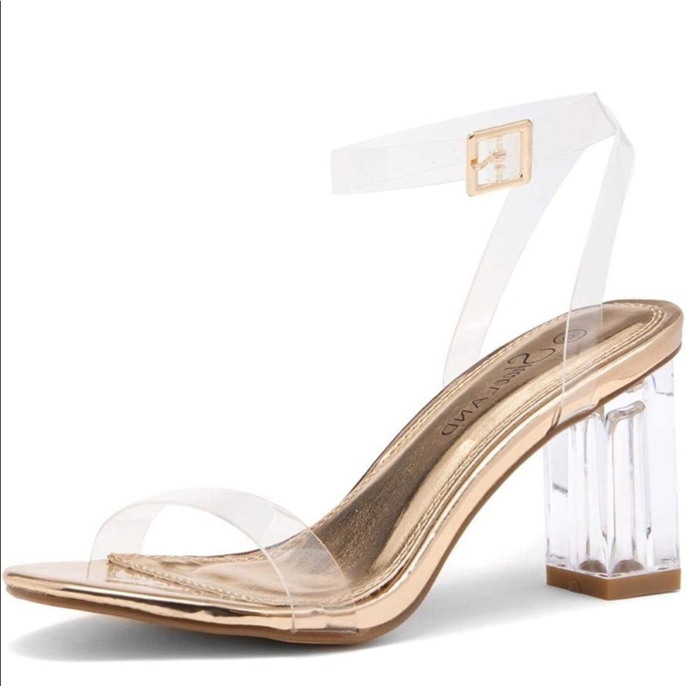 Clear chunky heel